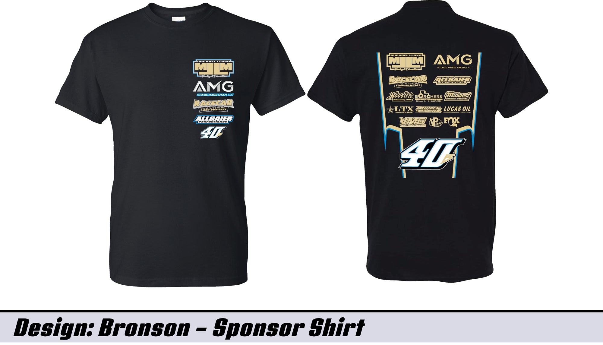 Black Bronson Sponsor Adult Short Sleeve Tee