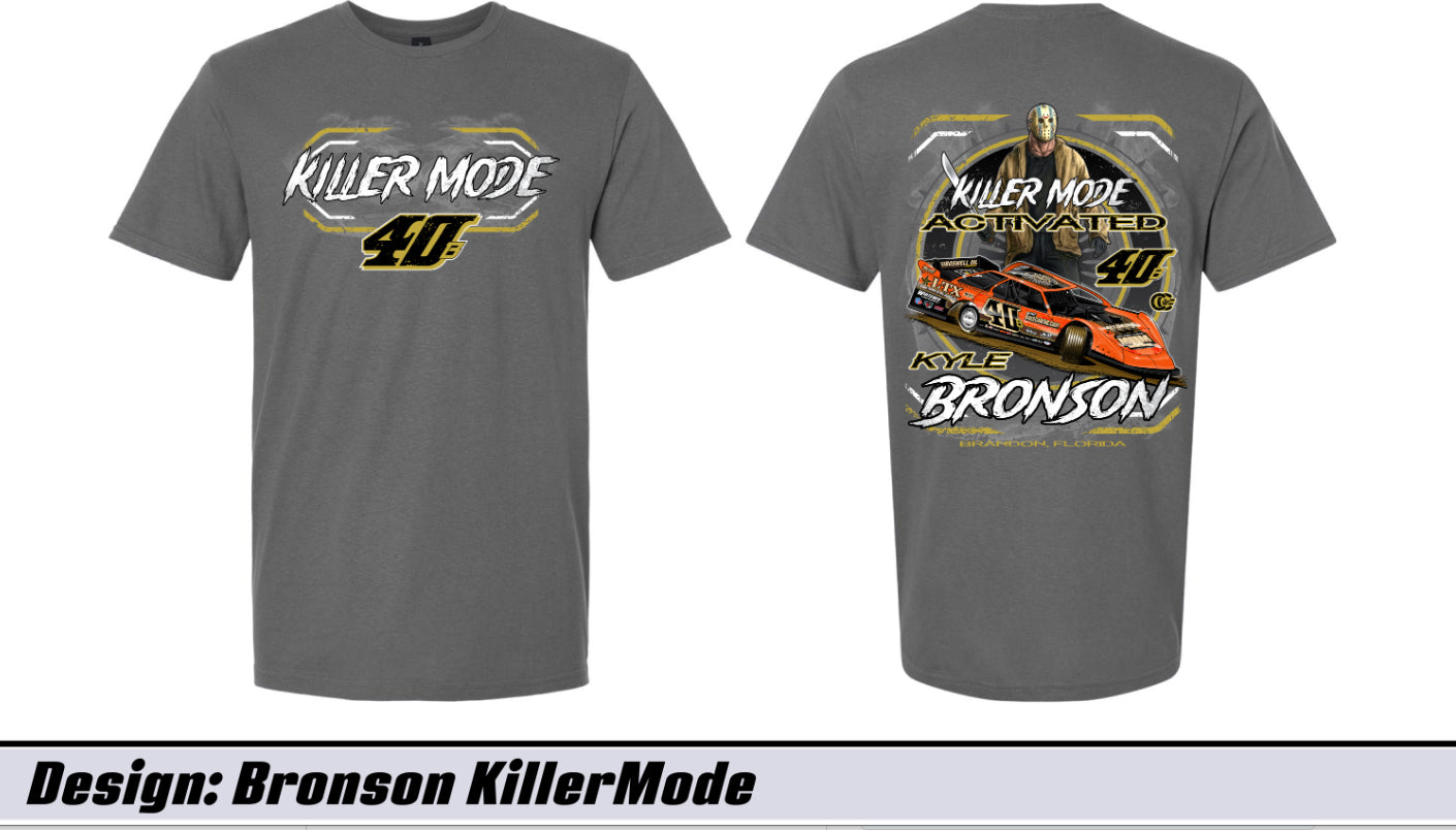 Charcoal Gray Bronson Killer Mode Adult Short Sleeve Tee