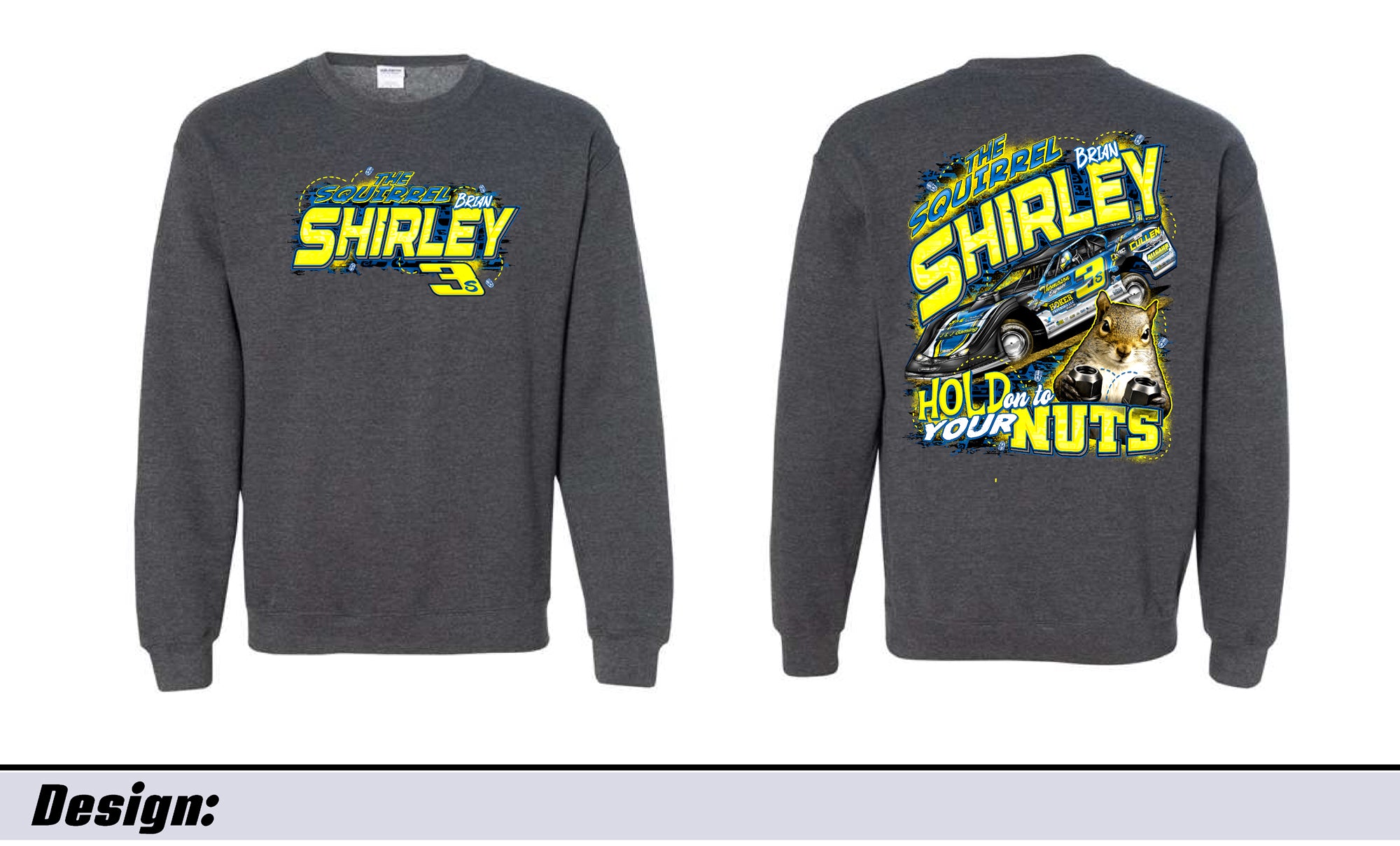 Dark Heather Shirley Squirrel Youth Crewneck Sweatshirt